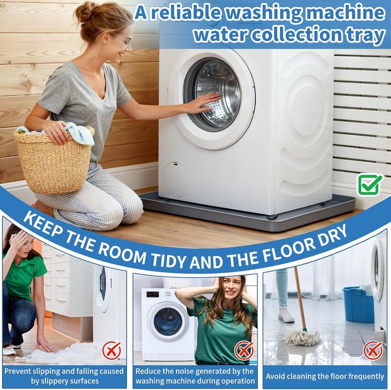 QSXVTR Washing Machine Drain Pan Silicone mat 27"x27" with 0.79" Raised Edges, Leak-Proof Silicone Mat, Non-Slip Waterproof Floor Protector for Washer Dryer (Grey) - Image 2